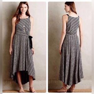 Anthropologie Maeve Salsola High Low Faux Wrap Jersey Midi Dress Stripe S